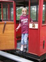 Hannah Walters arrives at Woody Bay as the railway's first commuter