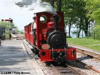 Statfold arriving back at Woody Bay carrying its 110 headboard