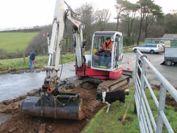 Excavating for the realigned entrance, 16th January 2014