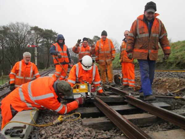 Drilling rails for fishplates, 6th March 2014